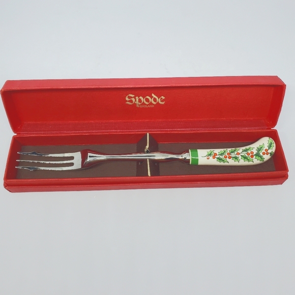Spode CHRISTMAS TREE Pickle Fork Made In England Box Stainless Steel 7.5 Vtg. - Picture 1 of 15